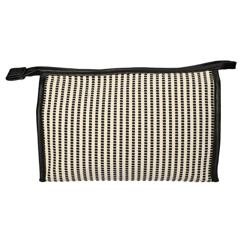 Afbeelding laden in galerijviewer, Traveller toilettas stripe zwart creme 30x20cm
