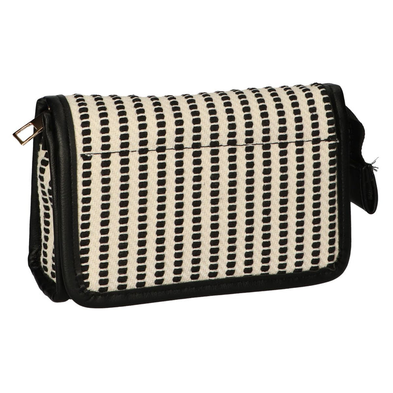 Afbeelding laden in galerijviewer, Traveller spiegeltas stripe zwart creme 16.5x11cm
