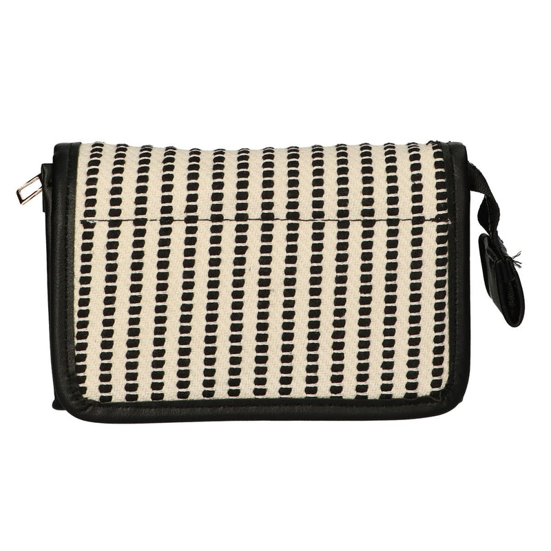 Afbeelding laden in galerijviewer, Traveller spiegeltas stripe zwart creme 16.5x11cm
