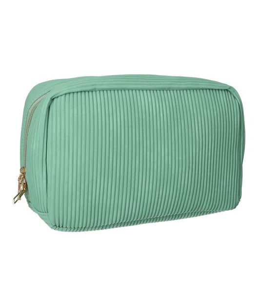 Traveller toilettas rib stof waterdicht turquoise 28x17cm