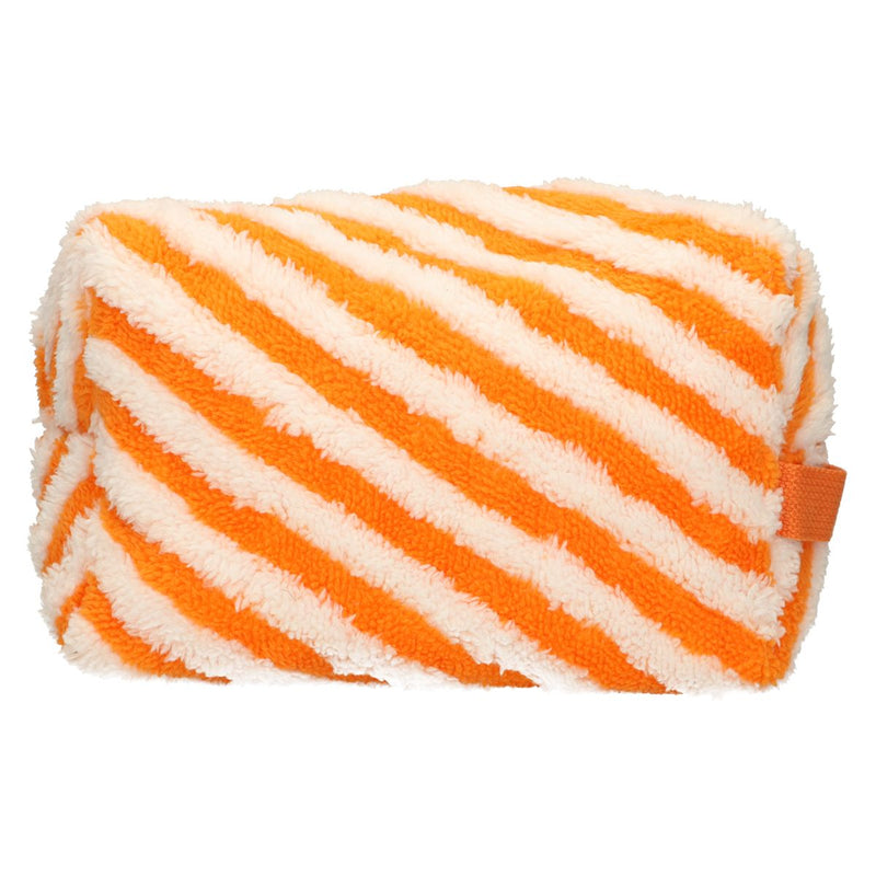 Afbeelding laden in galerijviewer, Traveller toilettas badstof stripe oranje 23cm x 13cm
