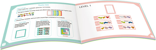 Tooky toy Kubuspuzzel 10 Levels Educatief Houten Denkspel 23-delig