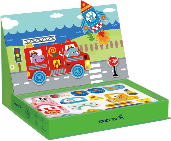 Afbeelding laden in galerijviewer, Tooky toy Educatief Houten Magneetbord Transport 80-delig

