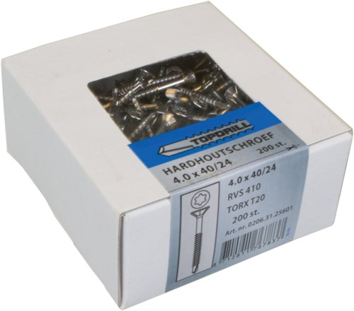 Topdrill spaanplaatschroef zelfborend rvs-410 pk torx tx25 5.0x70 42 | 100 stuks - 0206.31.42201