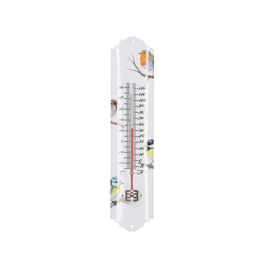 Esschert design thermometer aquarel vogels 6,3x1,0x29,5 cm ijzer