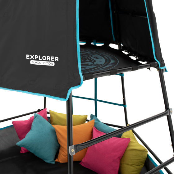 Afbeelding laden in galerijviewer, Tp toys Explorer Klimtoren met Schaduwrijk Speelgebied Zwart Blauw
