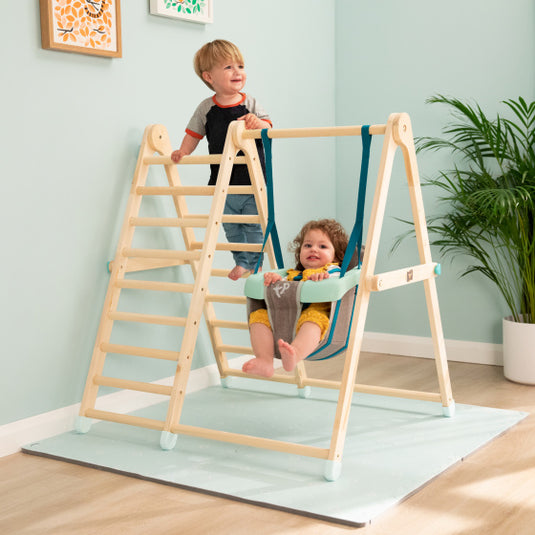 Tp toys Active-Tots Houten Klimrek met Schommel vanaf 6 Maanden