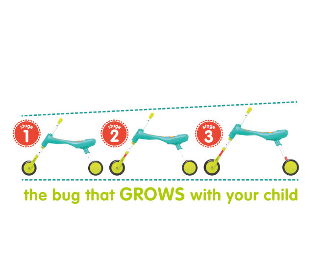 Afbeelding laden in galerijviewer, The bugs scuttlebug xl splodge loopfiets met 3 wielen junior turquoise groen
