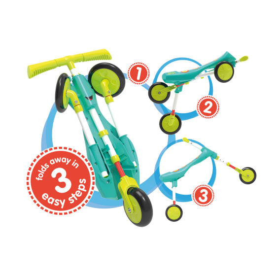 Afbeelding laden in galerijviewer, The bugs scuttlebug xl splodge loopfiets met 3 wielen junior turquoise groen
