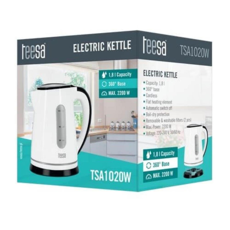 Afbeelding laden in galerijviewer, Teesa waterkoker draad- en geruisloos 1,8l wit

