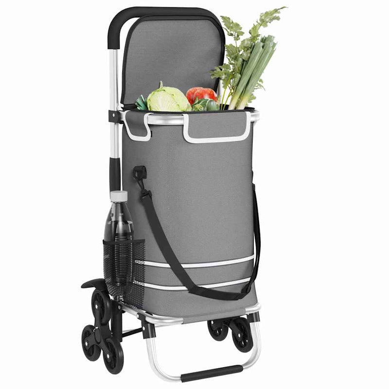 Afbeelding laden in galerijviewer, Vidaxl winkel trolley 1 grijs 47 x 39 x 100,5 cm oxford stof
