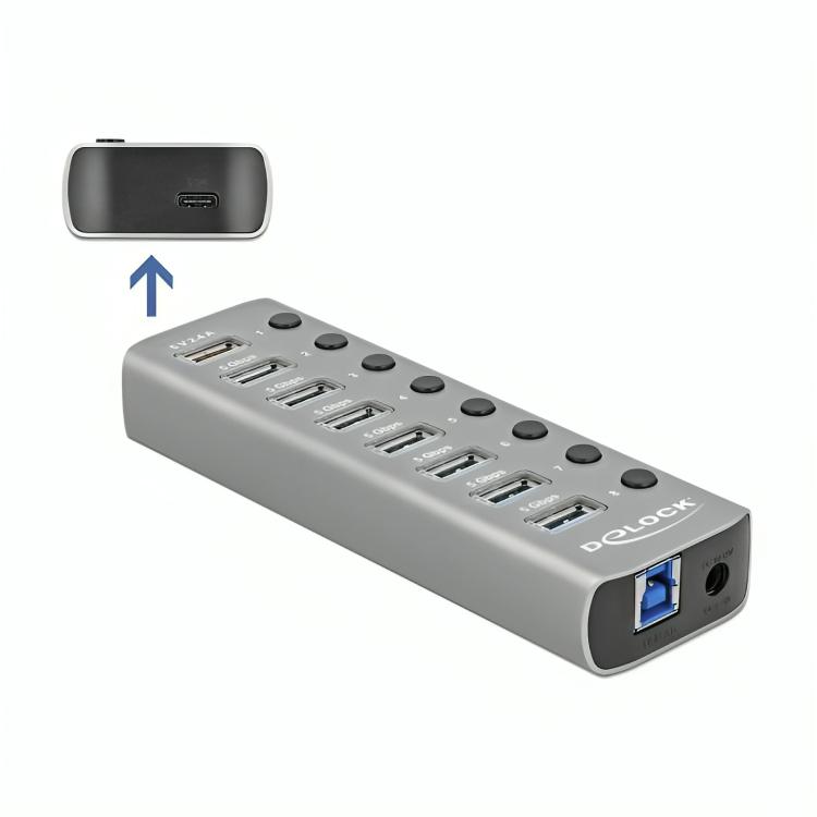 Afbeelding laden in galerijviewer, Delock usb 3.2 gen 1 hub met 7 poorten usb-hub (grijs)
