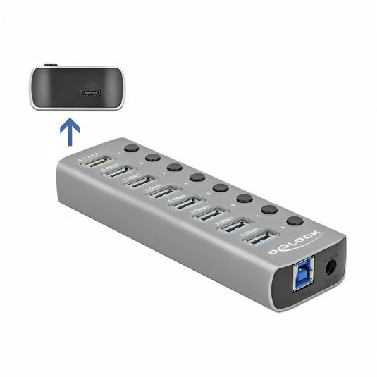 Delock usb 3.2 gen 1 hub met 7 poorten usb-hub (grijs)