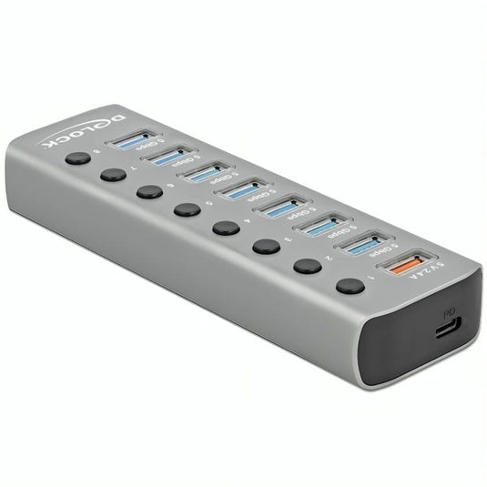 Delock usb 3.2 gen 1 hub met 7 poorten usb-hub (grijs)