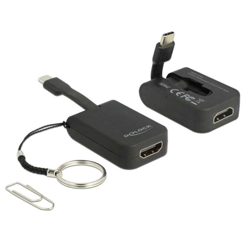 Afbeelding laden in galerijviewer, Delock usb-c > hdmi adapter sleutelhanger (zwart, 4k 30hz)
