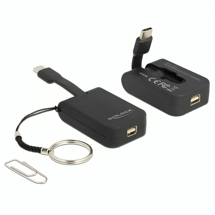 Afbeelding laden in galerijviewer, Delock usb-c > mini-displayport adapter sleutelhanger (zwart, 4k 60hz)
