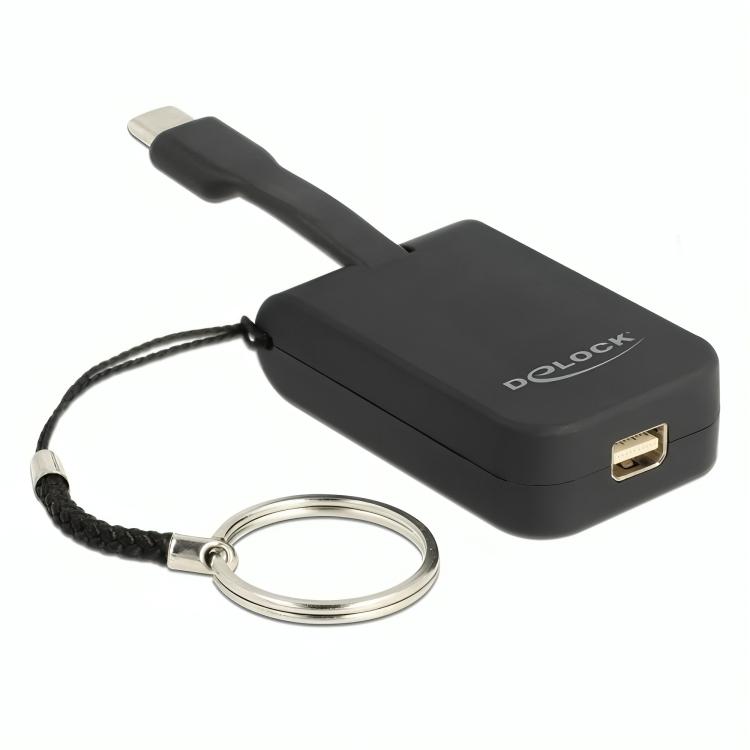 Afbeelding laden in galerijviewer, Delock usb-c > mini-displayport adapter sleutelhanger (zwart, 4k 60hz)

