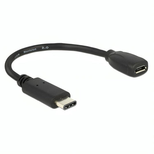 Delock usb-c 2.0 > usb micro-b adapter (zwart, 0,15 meter)