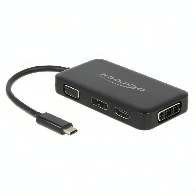 Afbeelding laden in galerijviewer, Delock usb-c > vga hdmi dvi displayport adapter (zwart, 0,15 meter)
