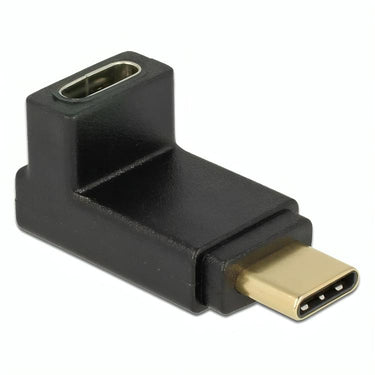 Delock usb 10gbps (usb 3.1 gen 2) usb-c (male) naar usb-c (female) haaks (omhoog omlaag) adapter (zwart)
