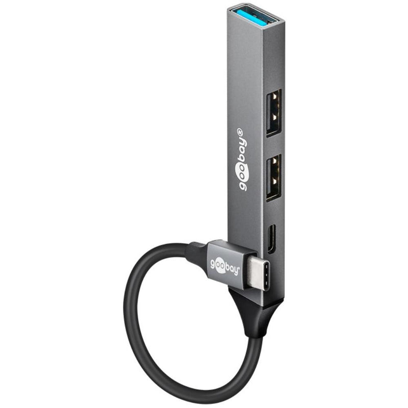 Afbeelding laden in galerijviewer, Goobay slanke usb-hub met 4 poorten, usb-c naar usb-c usb-a, 5 gbit s (lichtgrijs)
