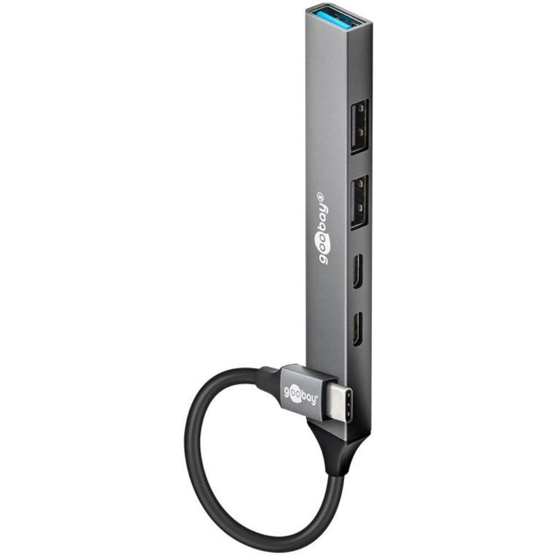 Afbeelding laden in galerijviewer, Goobay slanke usb-hub met 5 poorten, usb-c naar usb-c usb-a, 5 gbit s (lichtgrijs)
