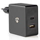 Nedis usb c + a oplader