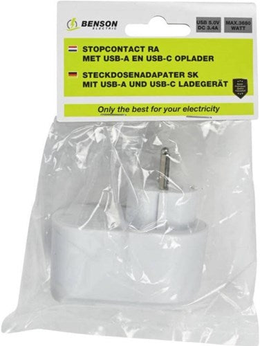 Afbeelding laden in galerijviewer, Enzo usb + usb-c lader wit met randaarde adapter 17w - 9540141
