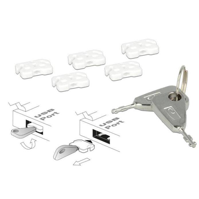 Afbeelding laden in galerijviewer, Delock usb port blocker voor usb-a female insteekslot (wit zilver)
