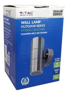 Afbeelding laden in galerijviewer, V-tac wandlamp rvs | 2xgu10 | ip44 | 16,3 cm hoog - 5086005
