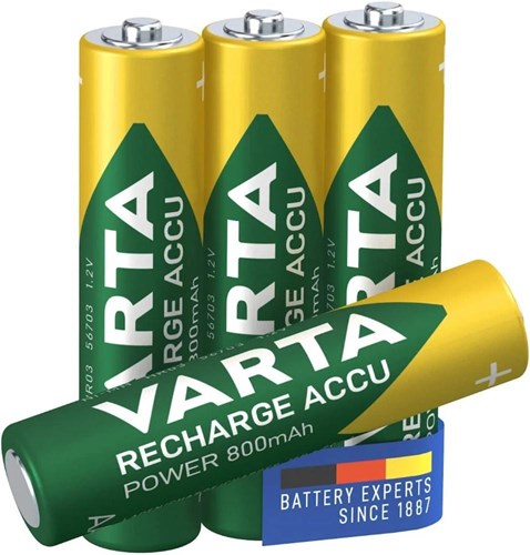 Afbeelding laden in galerijviewer, Varta oplaadbare mini penlite batterij aaa 800 mah nimh 1.2v 4 stuks op kaart
