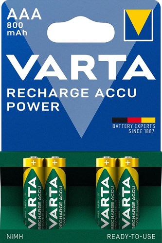 Afbeelding laden in galerijviewer, Varta oplaadbare mini penlite batterij aaa 800 mah nimh 1.2v 4 stuks op kaart
