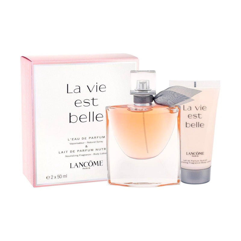 Afbeelding laden in galerijviewer, Lancome la vie est belle geschenkset eau de parfum 50ml + bodylotion 50ml dames
