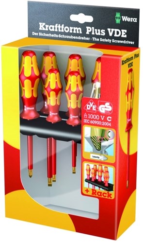 Afbeelding laden in galerijviewer, Wera 160 i 165 i 7 schroevendraaierset kraftform plus serie 100 (rood geel, 7-delig)
