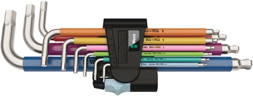 Afbeelding laden in galerijviewer, Wera 3950 spkl 9 sm multicolour stiftsleutelset, metrisch, rvs, 9 -delig - 1 stuk(s) - 05022669001
