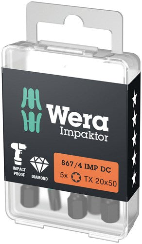 Afbeelding laden in galerijviewer, Wera 867 4 imp dc diamond impaktor torx® bits tx 20x50 05057664001
