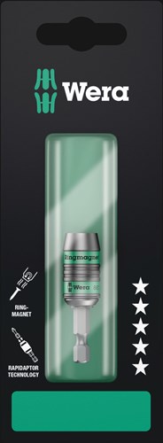 Wera 887 4 rr sb rapidaptor universele bithouder met ringmagneet, 1 4 duim x 57 mm - 1 stuk - 05073511001
