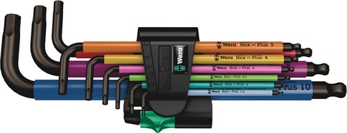 Afbeelding laden in galerijviewer, Wera 950 9 hex-plus multicolour 1 stiftsleutelset, metrisch, blacklaser (9-delig)

