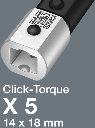 Afbeelding laden in galerijviewer, Wera click-torque x 5 draaimomentsleutel voor insteekgereedschappen, 14 x 18 mm, 60 - 300 nm - 1 stuk(s) - 05075655001
