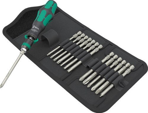 Afbeelding laden in galerijviewer, Wera kraftform kompakt 838 ra-r m set 1 bitset (zwart groen, 15‑delig)
