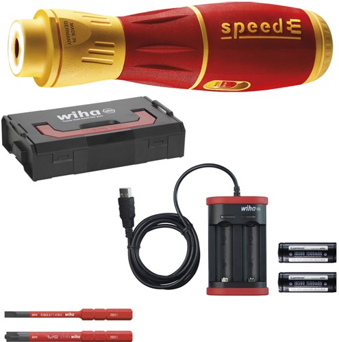 Afbeelding laden in galerijviewer, Wiha 44318 | e-schroevendraaier speede® ii electric | 7-dlg | met slimbits | 2x 1.6ah accu en usb-oplader in l-boxx mini - 44318
