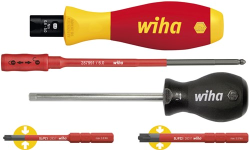 Afbeelding laden in galerijviewer, Wiha momentschroevendraaierset torquevario®-s electric | 0,8-5,0 nm | plusmin pozidriv | 5-delig | variabel instelbare momentbegrenzing - 38074 - 38074
