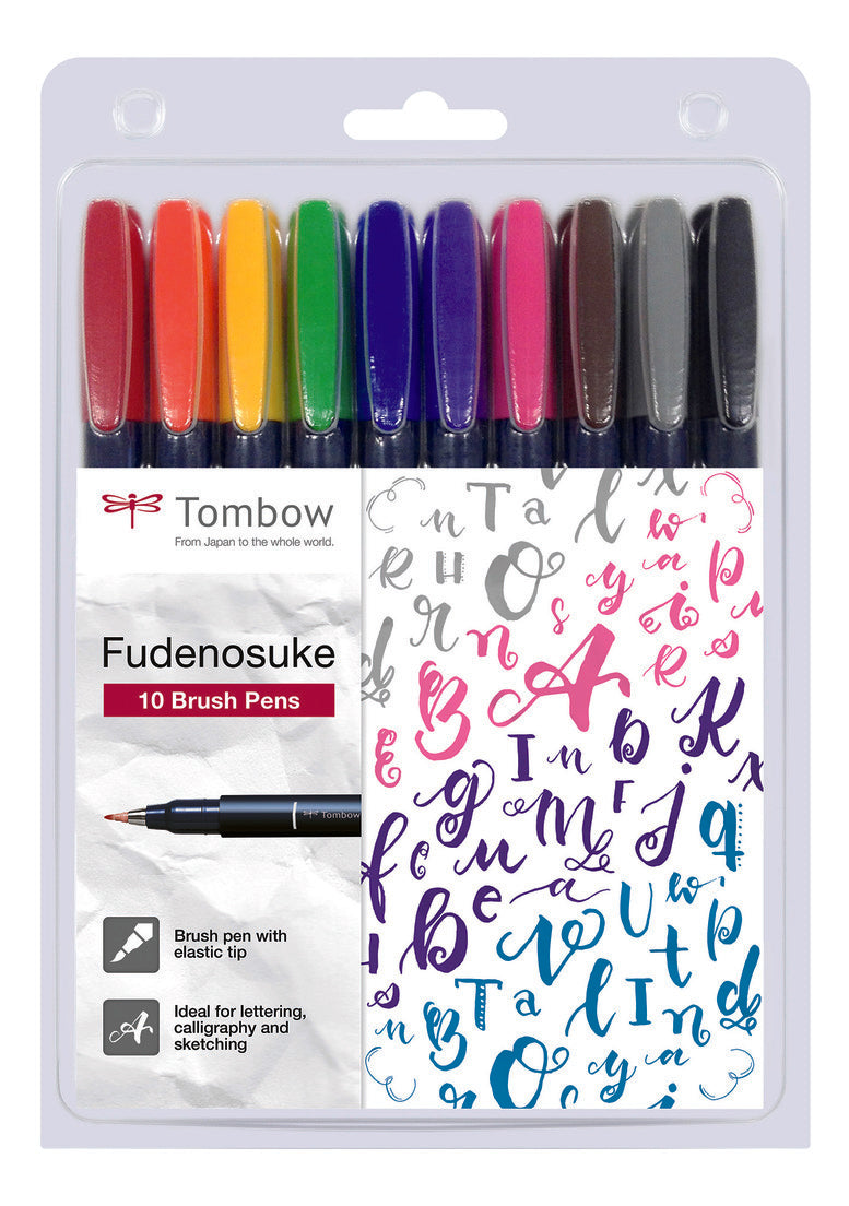 Afbeelding laden in galerijviewer, Tombow • fudenosuke brushpen hard tip 10pcs
