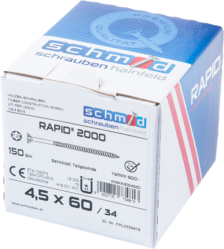 Afbeelding laden in galerijviewer, Schmid schrauben rapid2000 tx-schroef 4,5x60 150 vz - wskk8004560
