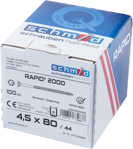 Afbeelding laden in galerijviewer, Schmid schrauben rapid2000 tx-schroef 4,5x80 100 vz - wskk8004580
