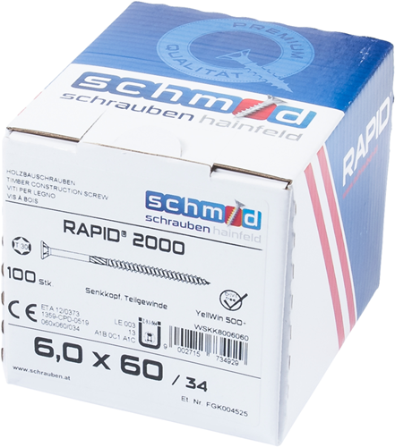 Afbeelding laden in galerijviewer, Schmid schrauben rapid2000 tx-schroef 6,0x60 100 vz - wskk8006060
