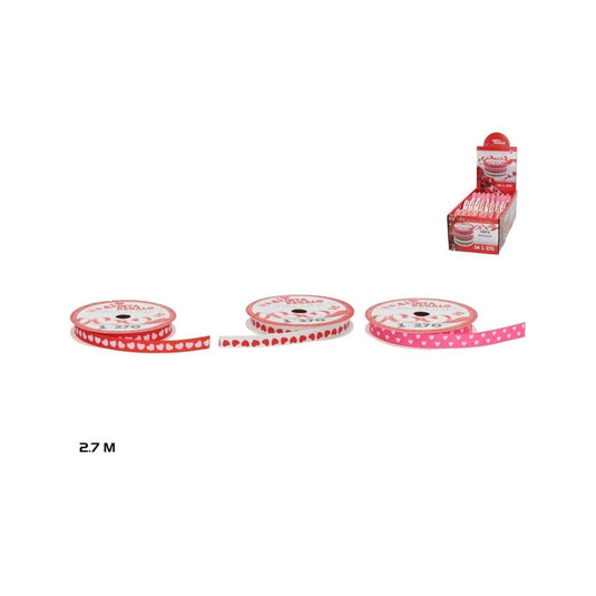 Cadeaulint harten 3 assorti 1cmx2.7m.