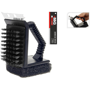 Bbq borstel 3 in 1 stalen haren