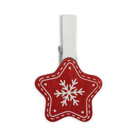 Afbeelding laden in galerijviewer, Zep Kerst Kit Wood Clips Red LK38R 8 Stuks
