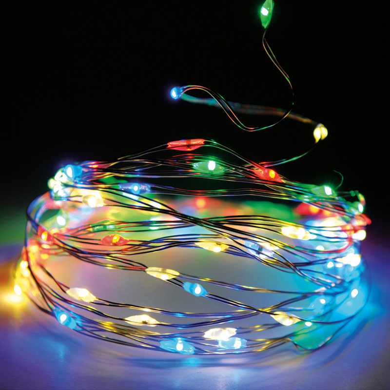 Afbeelding laden in galerijviewer, Zilverdraad led multicolor 240 leds 2390cm
